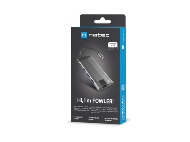 Multiport USB-C Docking Station Fowler Plus: HDMI 4K, 3x USB 3.0, RJ45 2