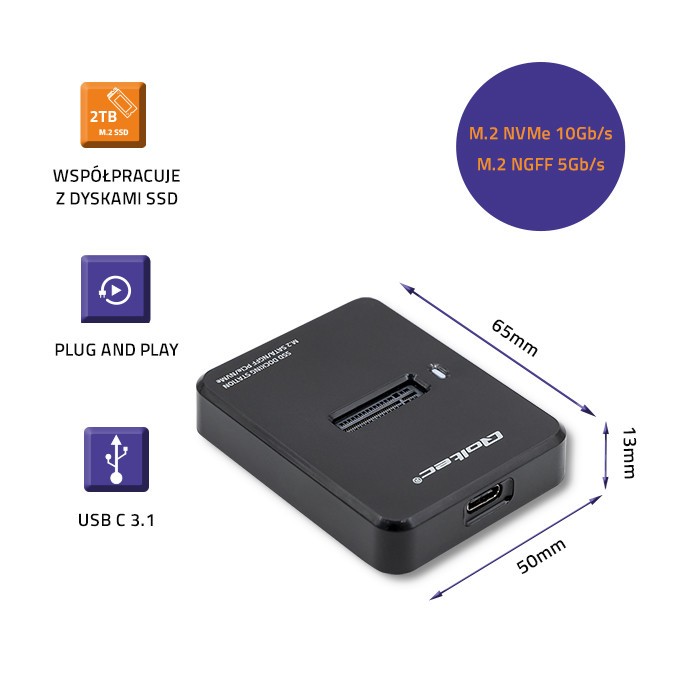 Docking Station za SSD M.2 SATA / PCIe | NGFF / NVMe | USB 3.1 4