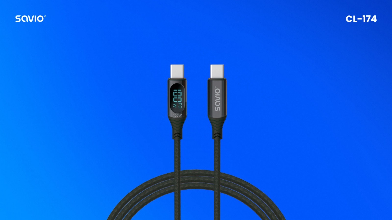 USB - USB C Kabel z zaslonom, 100W, CL-174 5
