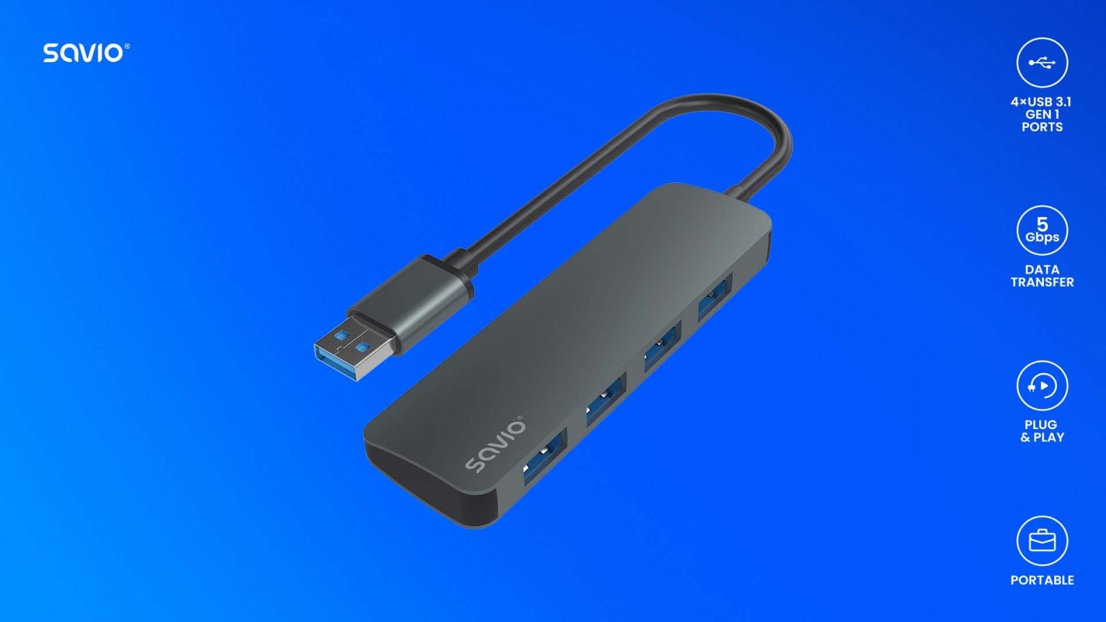 4-portni USB 3.1 Gen 1 Hub, AK-53 8