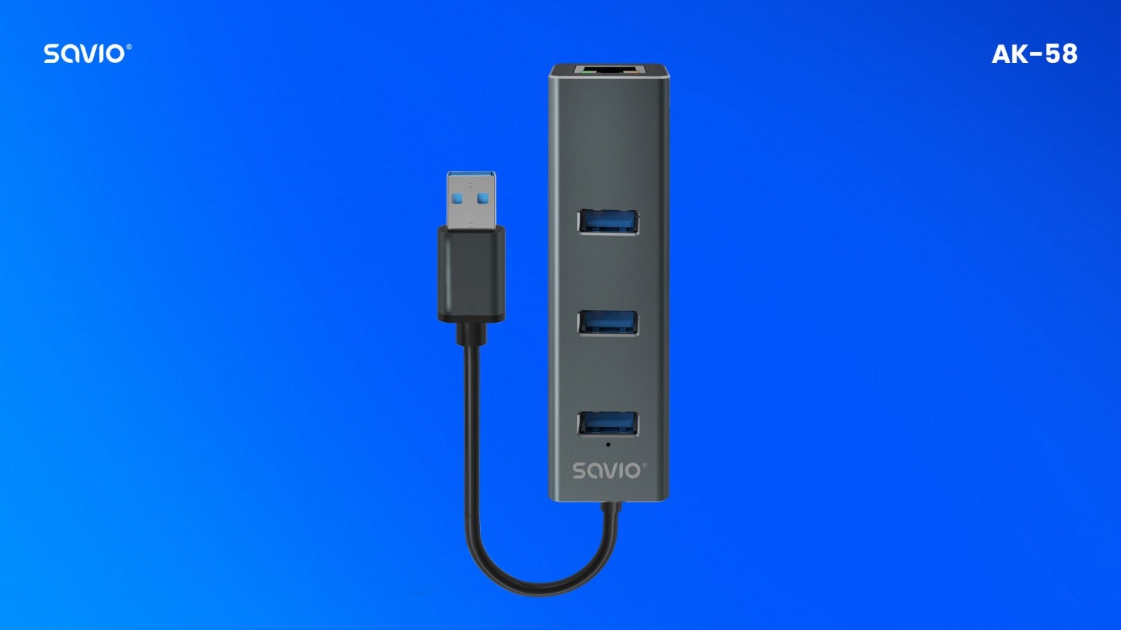 USB-A 3.1 Gen 1 Hub AK-58 (3-portni) z RJ-45 Gigabit Ethernet 4
