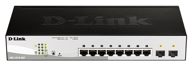 Mrežni preklopnik (switch) DGS-1210-08P, 8GE PoE + 2SFP