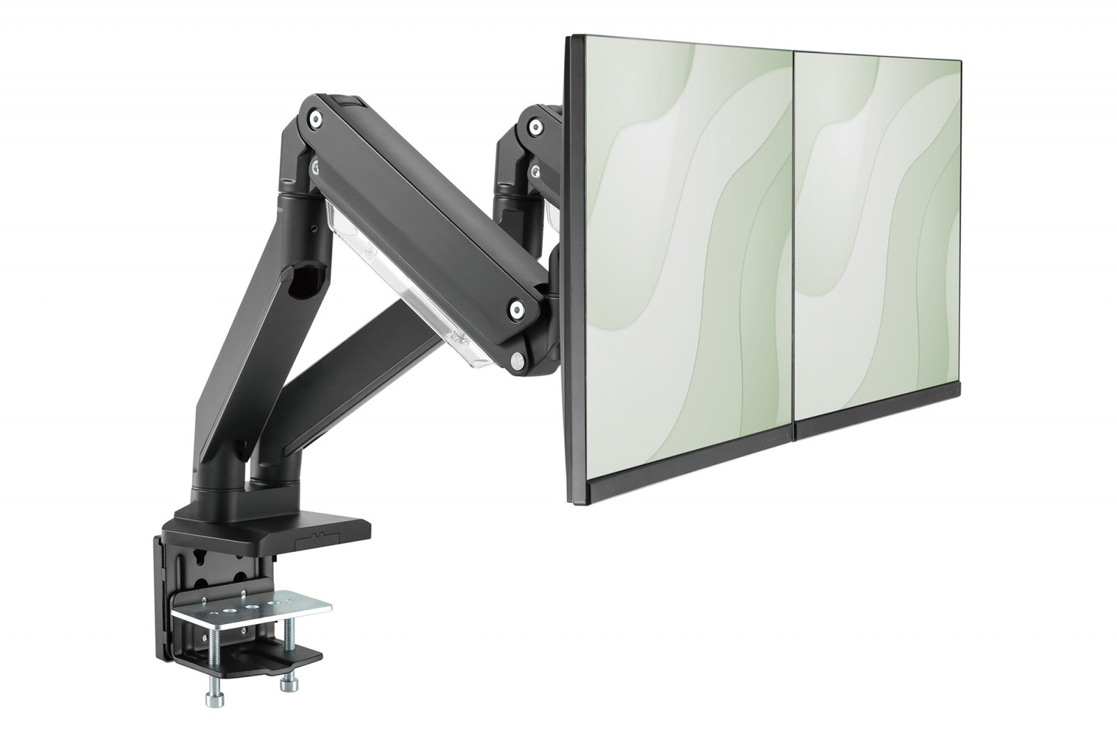 Dvojni namizni nosilec za monitor z objemko, 2xLCD, do 35" 2