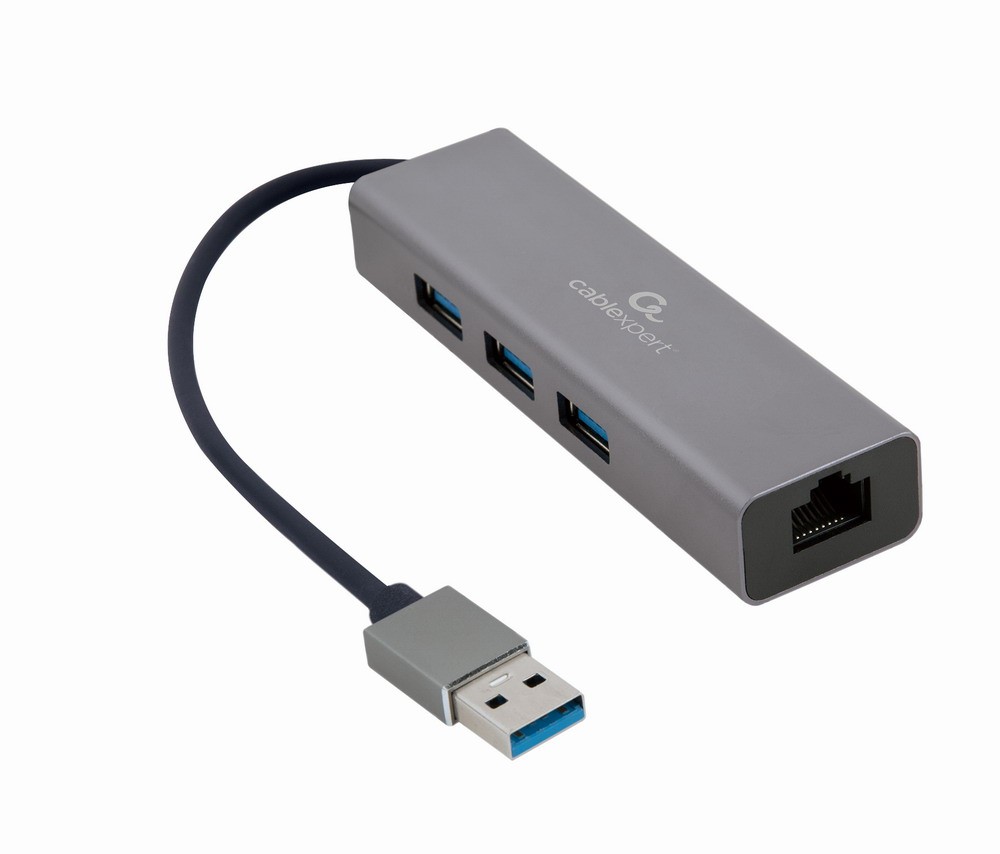 Gembird USB-AM na LAN GbE adapter z 3xUSB 3.0