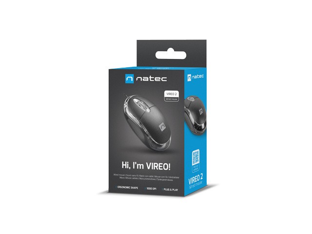 Optična miška Vireo 2, 1000 DPI, USB, črna 5