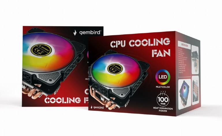 Gembird Huracan CPU hladilnik, 12cm ventilator, 100W TDP, LED 6