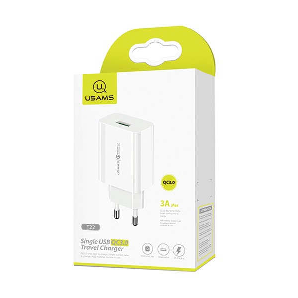 Omrežni polnilnik T22, 18W, QC 3.0, s USB-C kablom 2