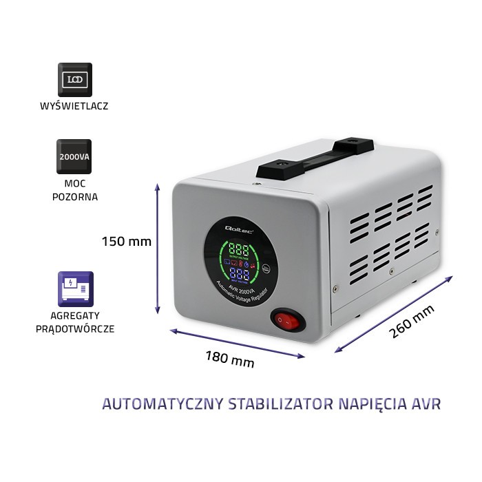 Qoltec automatski stabilizator napetosti AVR 2000VA 3