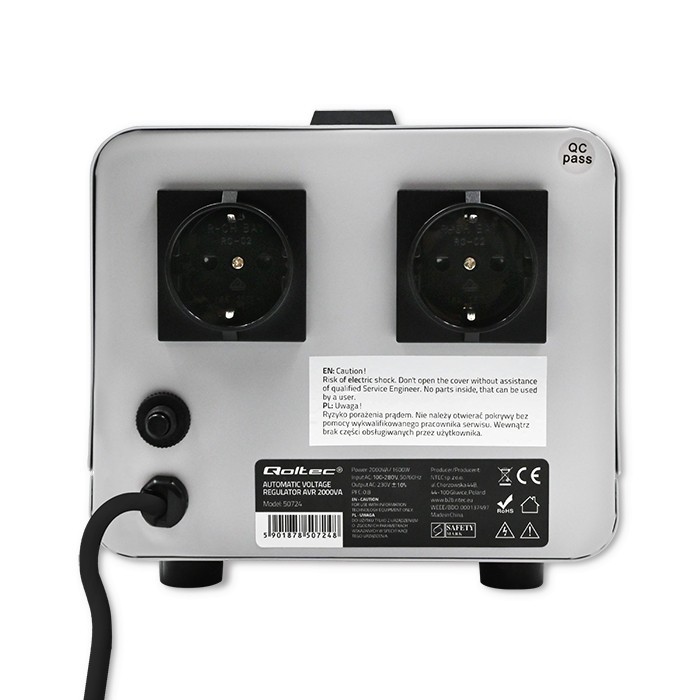 Qoltec automatski stabilizator napetosti AVR 2000VA 6