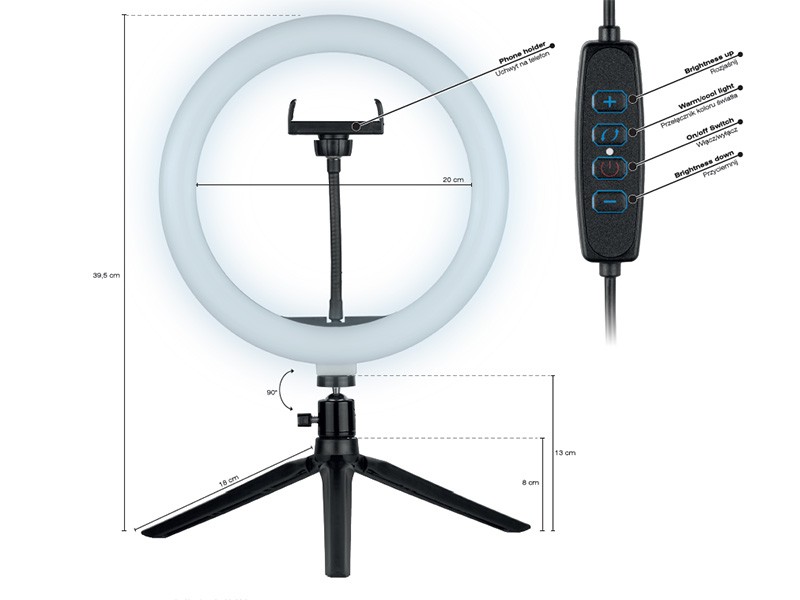 Tracer Ring LED svetilka 26 cm z mini stativom - Popolna osvetlitev 6