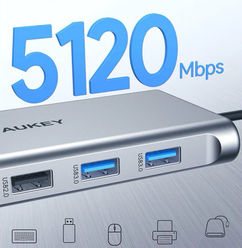 Aluminijast USB-C hub CB-C89, 10 v 1, HDMI 4K, Gigabit Ethernet 2