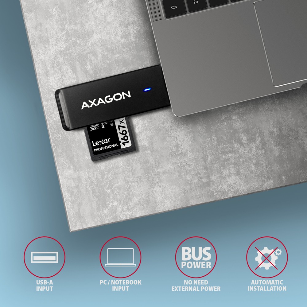 Bralnik kart CRE-S2N USB 3.2 Gen 1, 2-reži za SD/microSD, UHS-I 4