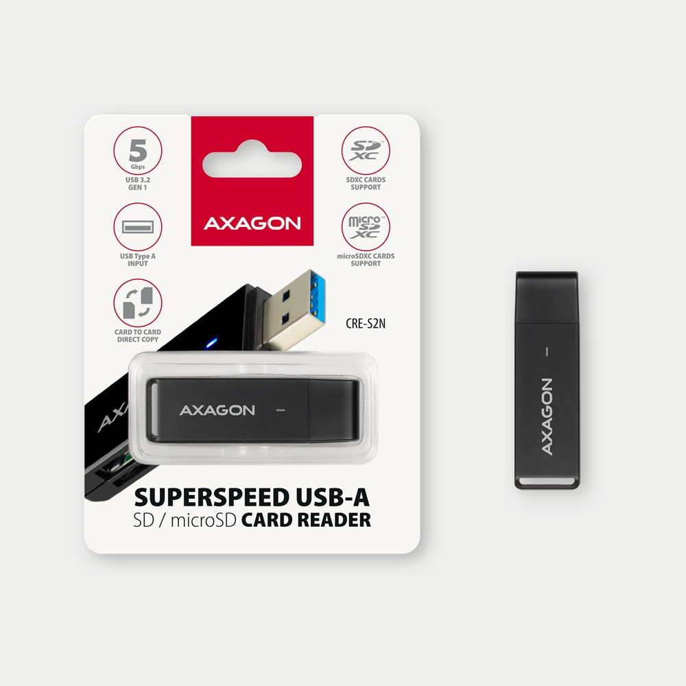 Bralnik kart CRE-S2N USB 3.2 Gen 1, 2-reži za SD/microSD, UHS-I 6