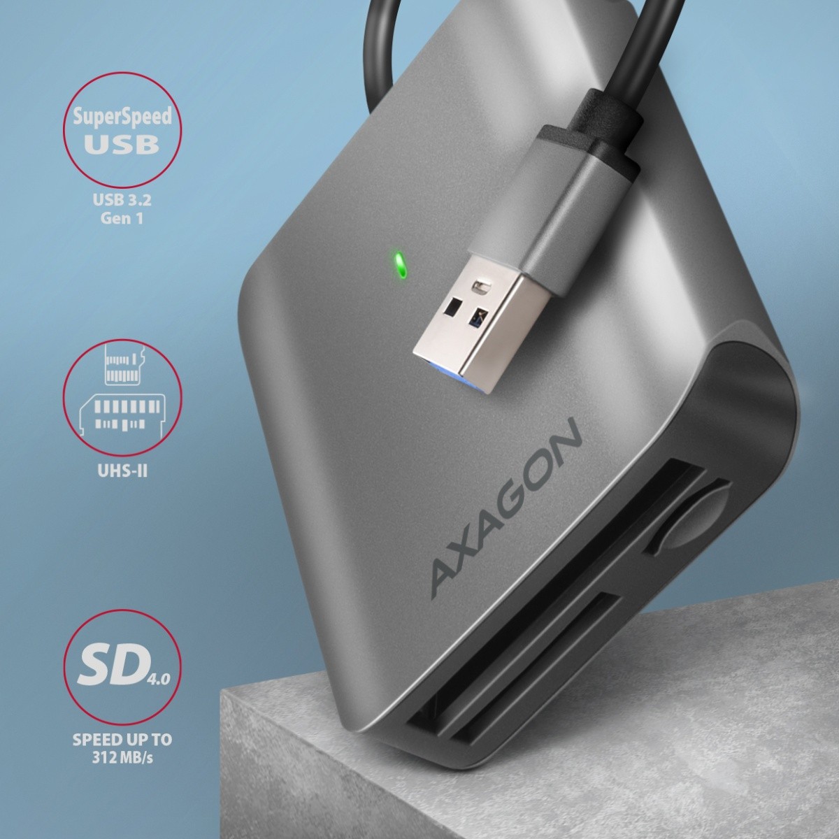 Bralnik kartic CRE-S3 USB 3.2 Gen 1, 3-reže za SD/microSD/CF, UHS-II 2