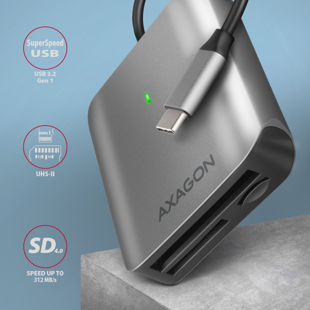 Bralnik kartic CRE-S3C USB-C 3.2 Gen 1, 3-reže za SD/microSD/CF, UHS-II 2