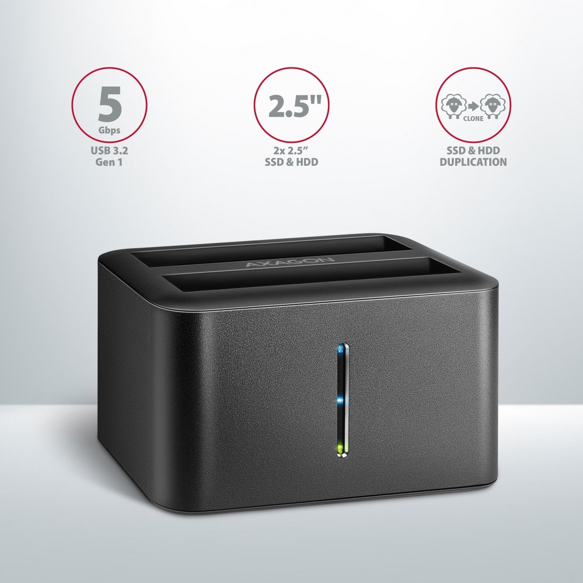Mini postaja ADSA-D25 USB 3.2 Gen 1 - 2x SATA 6G 2.5" SSD/HDD CLONE 2