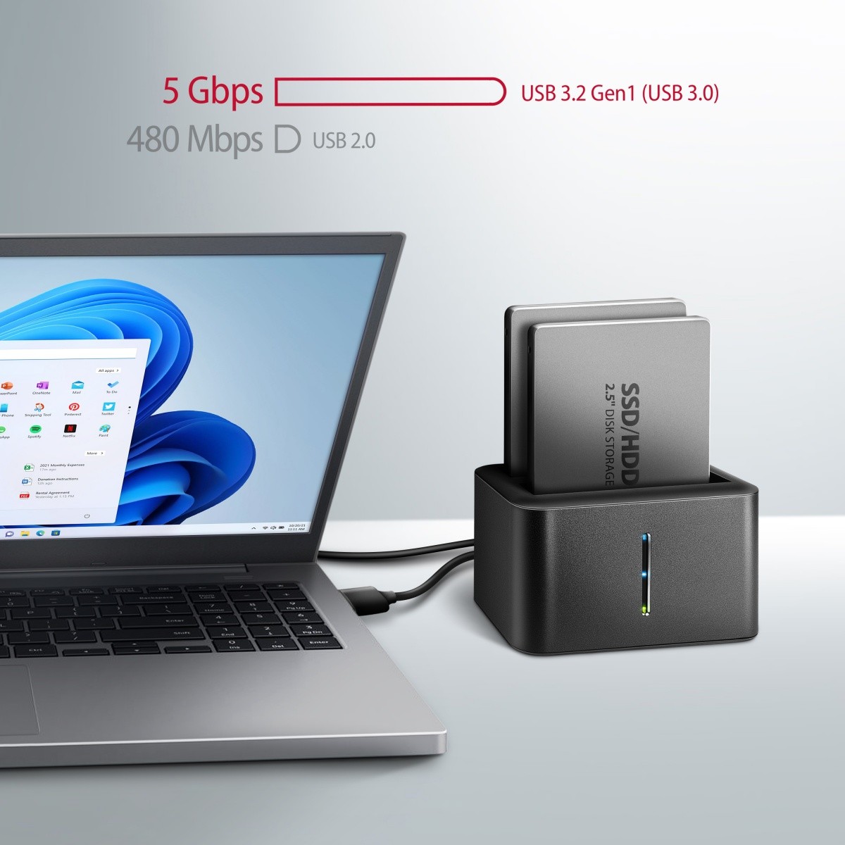 Mini postaja ADSA-D25 USB 3.2 Gen 1 - 2x SATA 6G 2.5" SSD/HDD CLONE 4