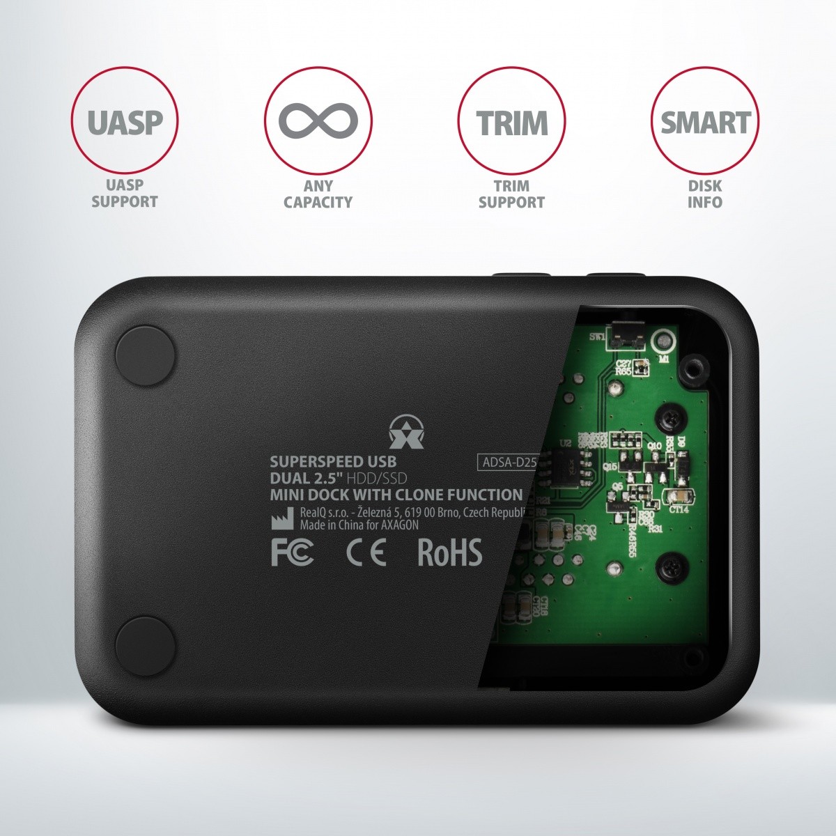 Mini postaja ADSA-D25 USB 3.2 Gen 1 - 2x SATA 6G 2.5" SSD/HDD CLONE 6