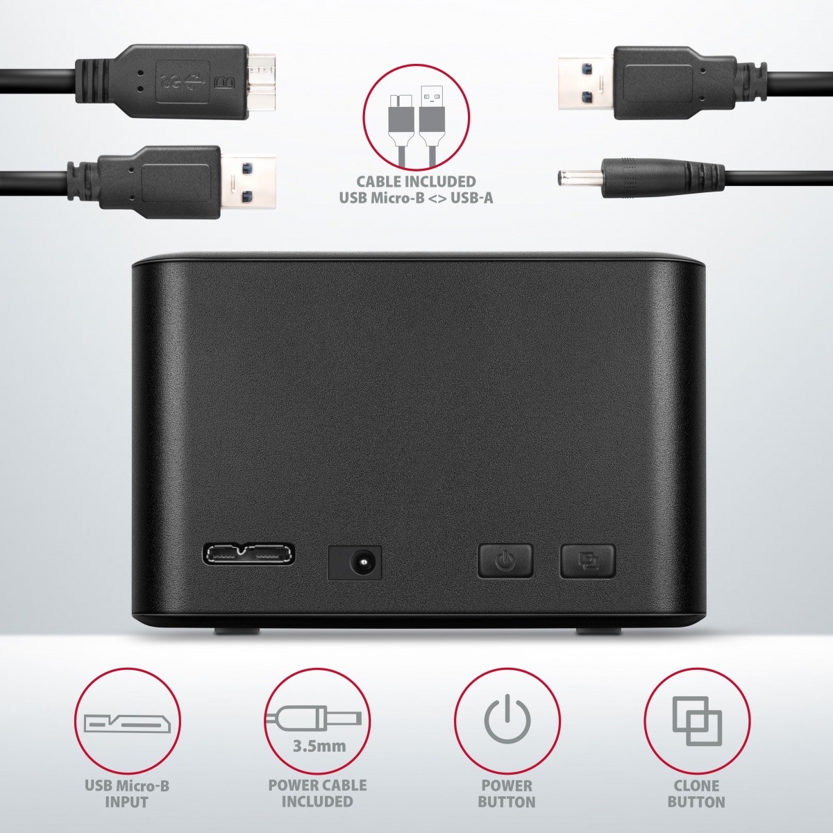 Mini postaja ADSA-D25 USB 3.2 Gen 1 - 2x SATA 6G 2.5" SSD/HDD CLONE 7