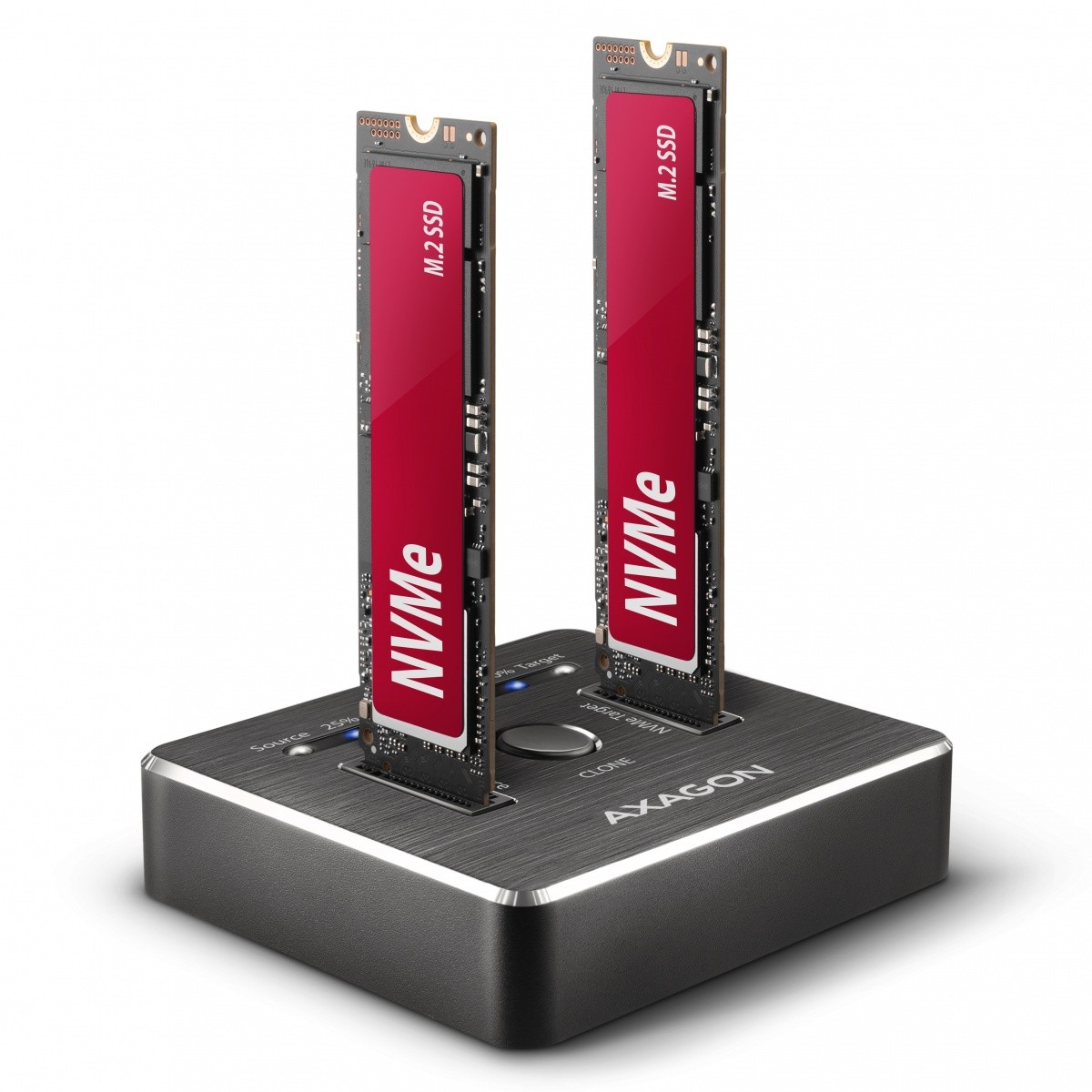 Prizemna postaja AXAGON ADSA-M2C USB-C 3.2 Gen 2 za 2x M.2 NVMe SSD