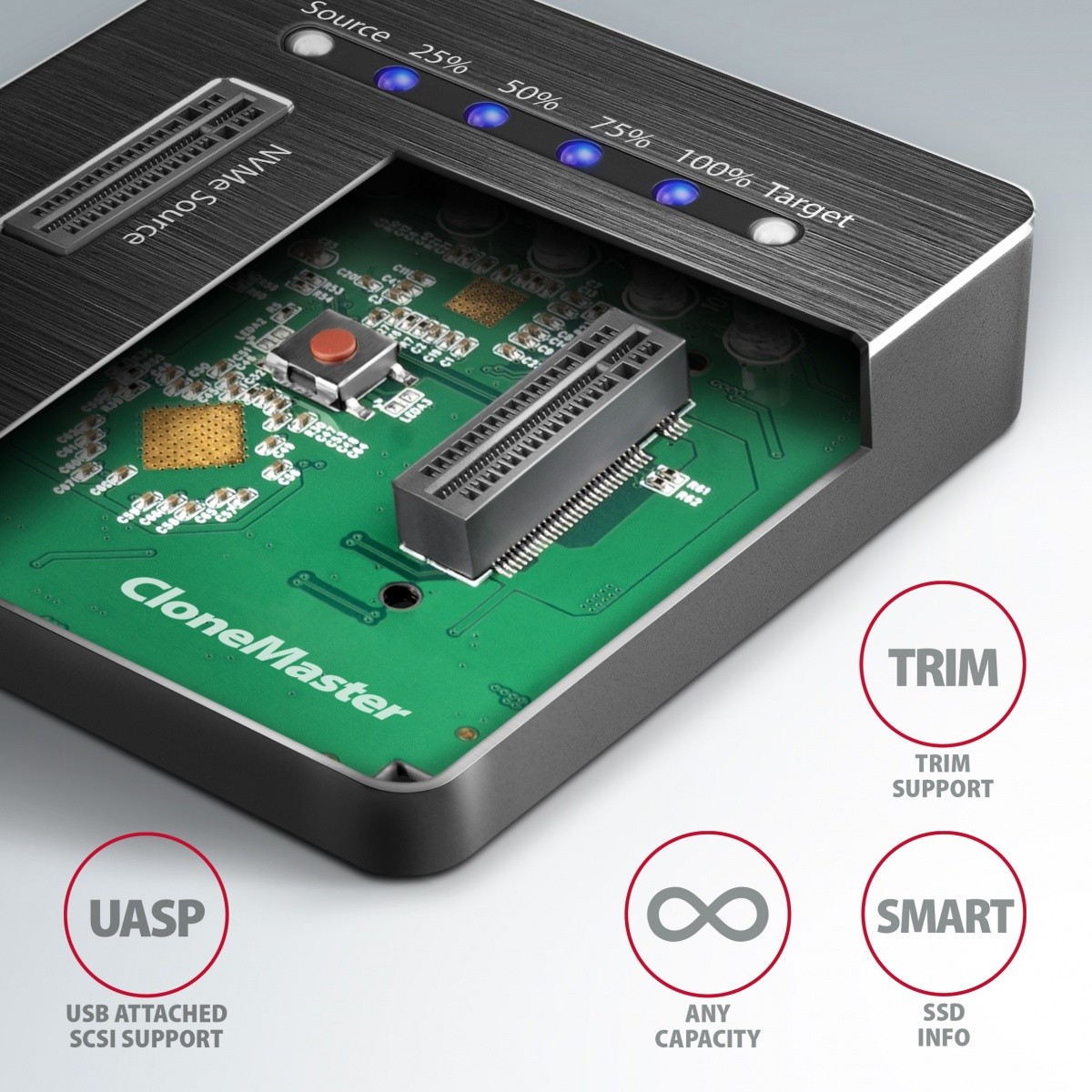 Prizemna postaja AXAGON ADSA-M2C USB-C 3.2 Gen 2 za 2x M.2 NVMe SSD 6