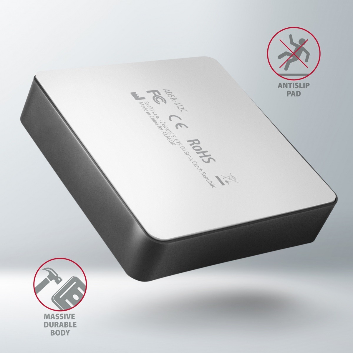 Prizemna postaja AXAGON ADSA-M2C USB-C 3.2 Gen 2 za 2x M.2 NVMe SSD 8