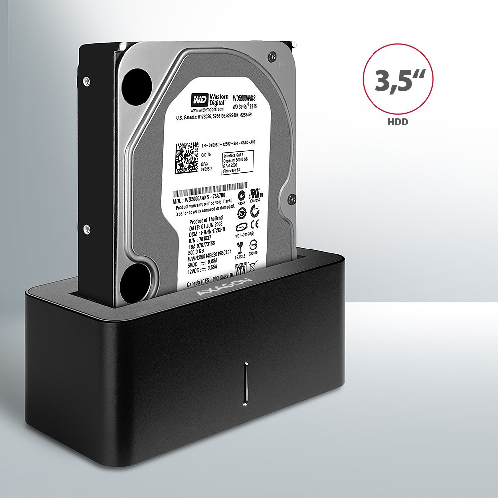 ADSA-SN Docking Station USB 3.2 Gen 1 - 1x SATA 6G 2.5"/3.5" SSD/HDD 3