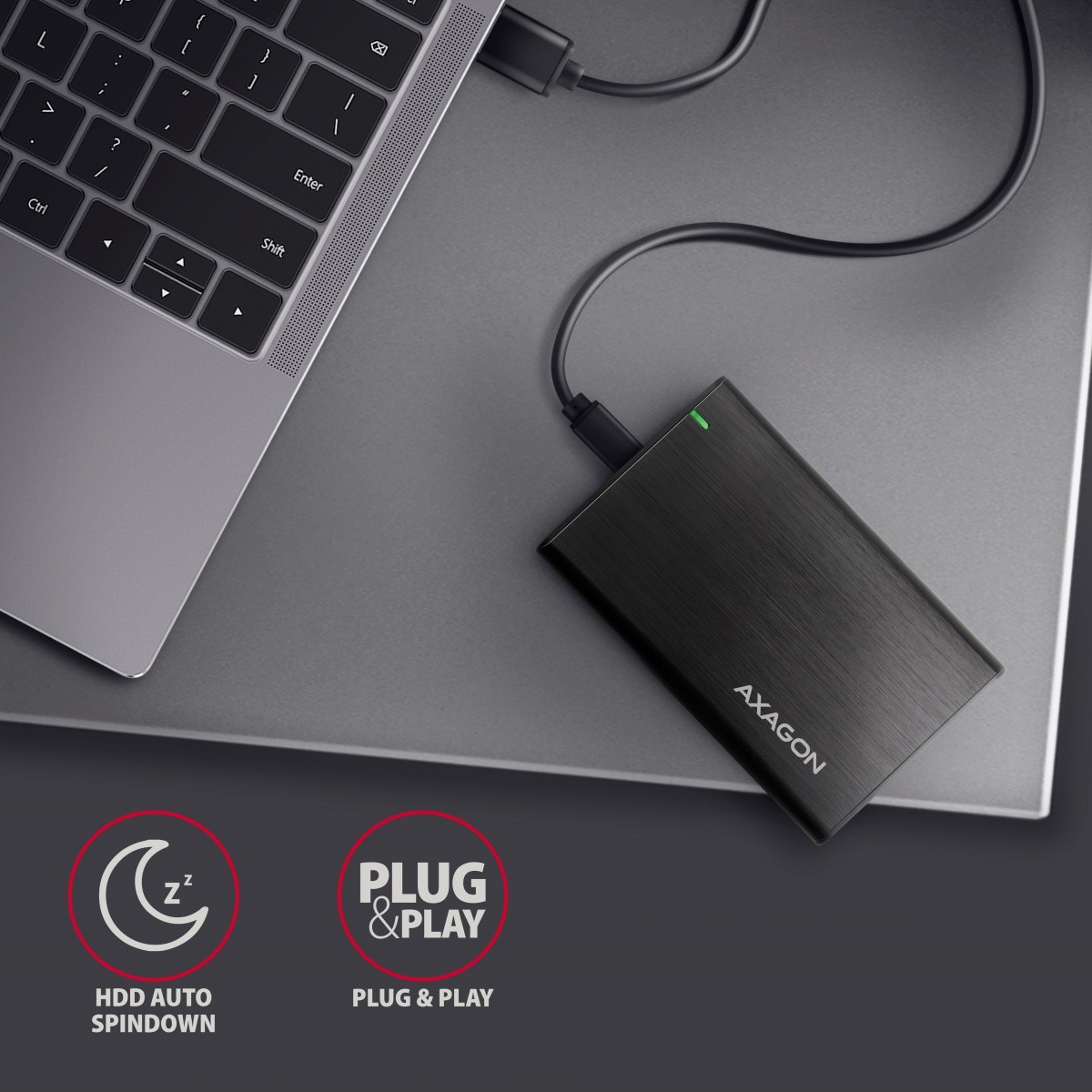 EE25-A6C Aluminijasto ohišje USB-C 3.2 Gen 1 - SATA 6G za 2.5" SSD/HDD, brez vijakov 6