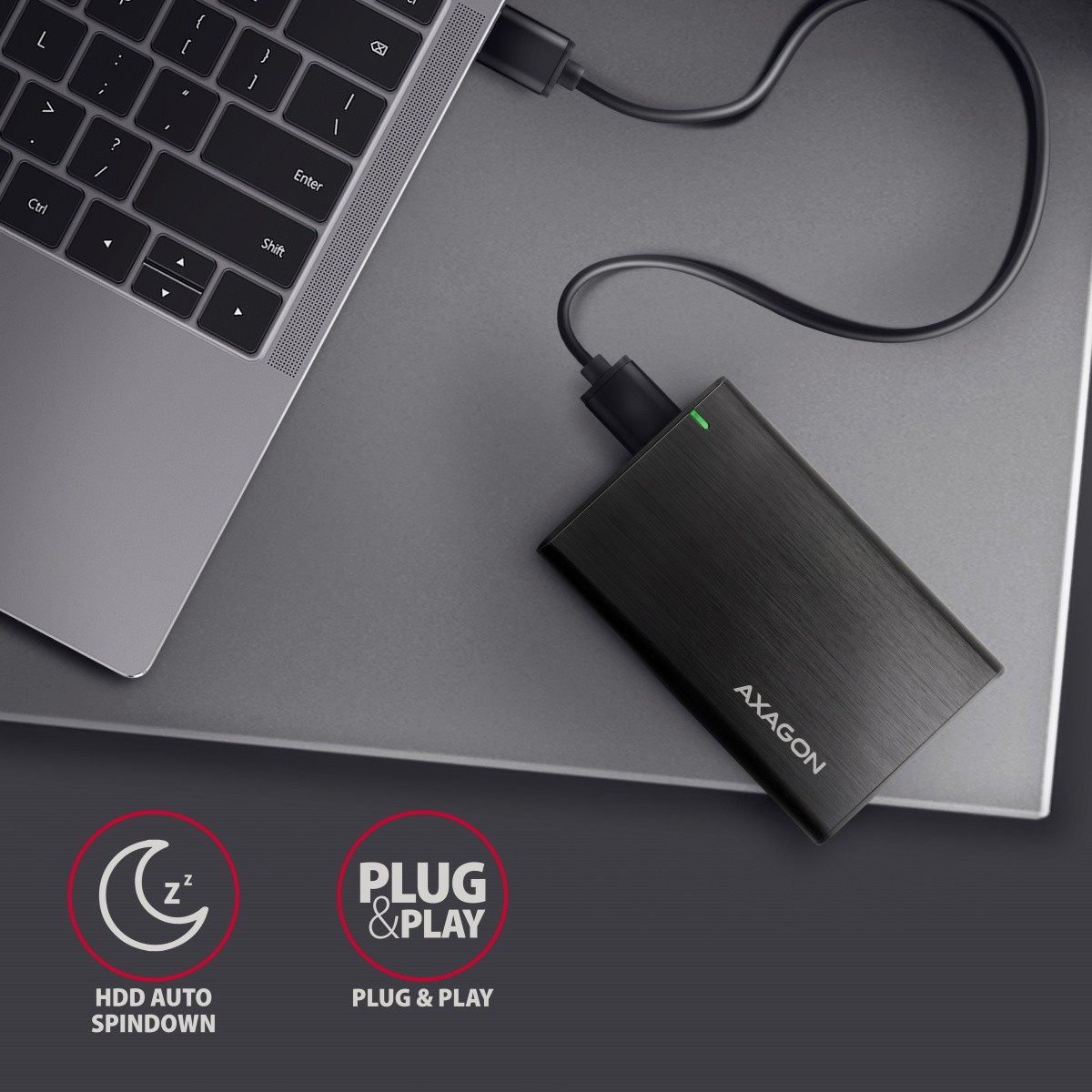AXAGON EE25-A6M zunanja aluminijasta enota za 2.5" SSD/HDD, USB 3.2 Gen 1 6
