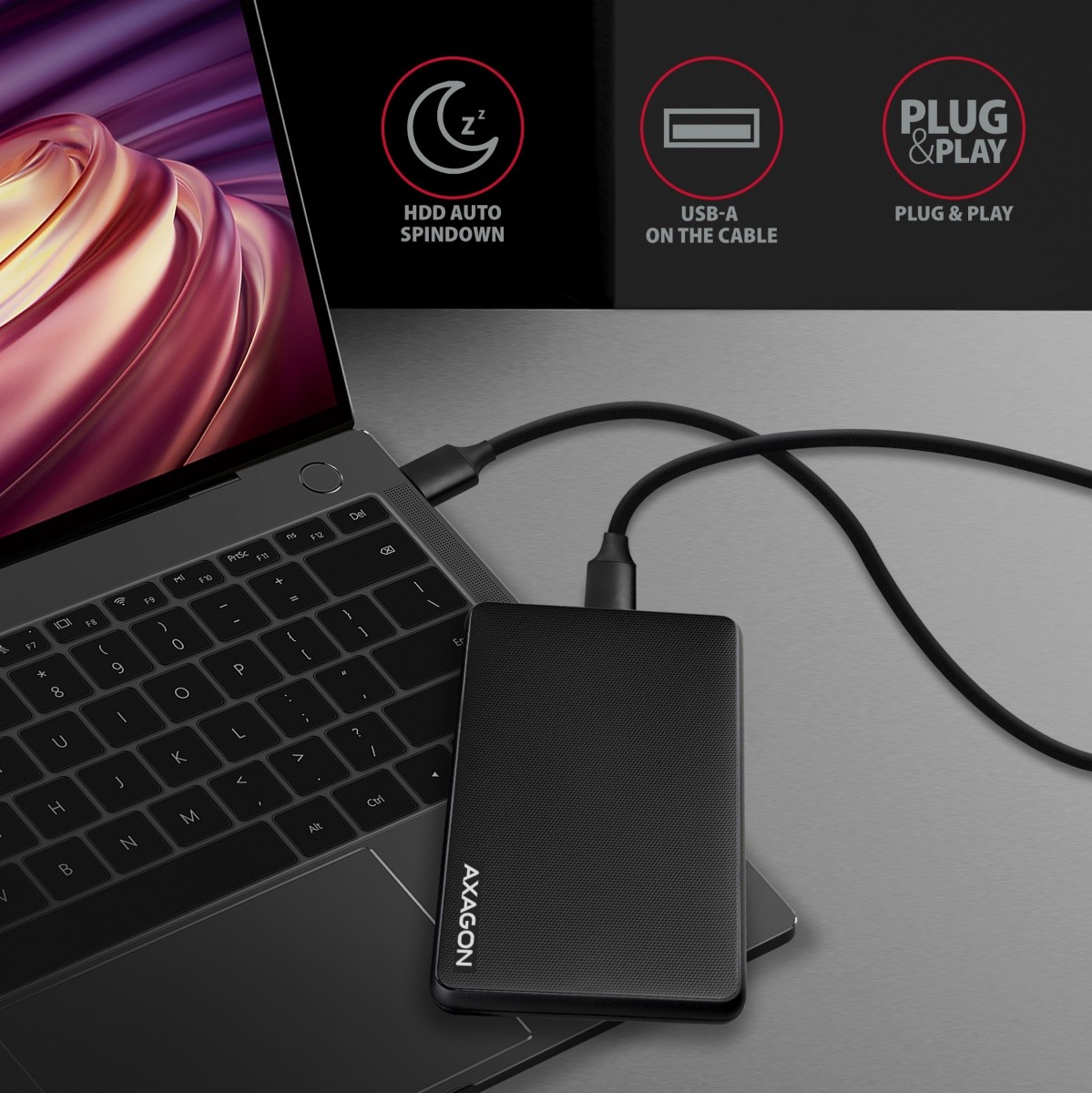 EE25-SL Plastično ohišje USB 3.2 Gen 1 - SATA 6G za 2.5" SSD/HDD, črno, brez vijakov 6