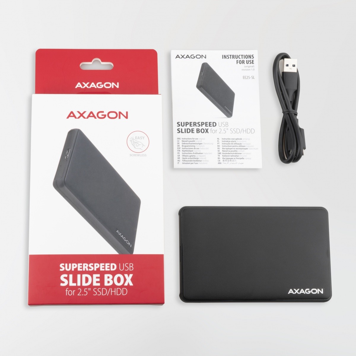 EE25-SL Plastično ohišje USB 3.2 Gen 1 - SATA 6G za 2.5" SSD/HDD, črno, brez vijakov 7