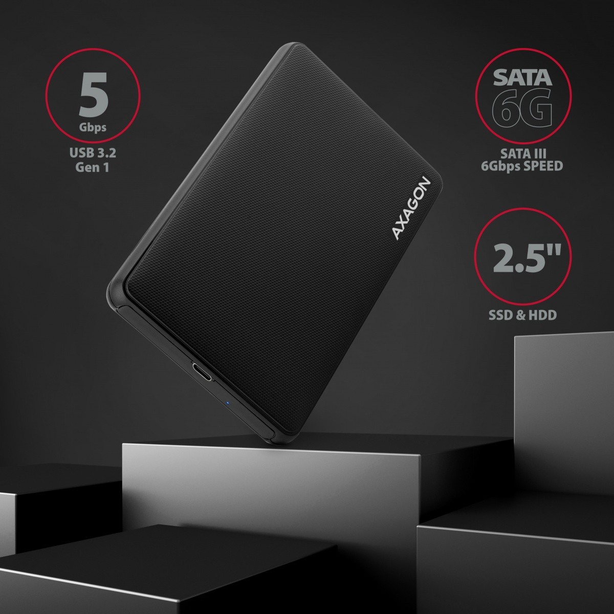 Zunanja ohišja EE25-SLC za 2,5" SATA SSD/HDD, črna 2