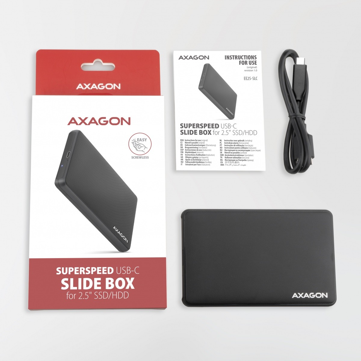 Zunanja ohišja EE25-SLC za 2,5" SATA SSD/HDD, črna 7