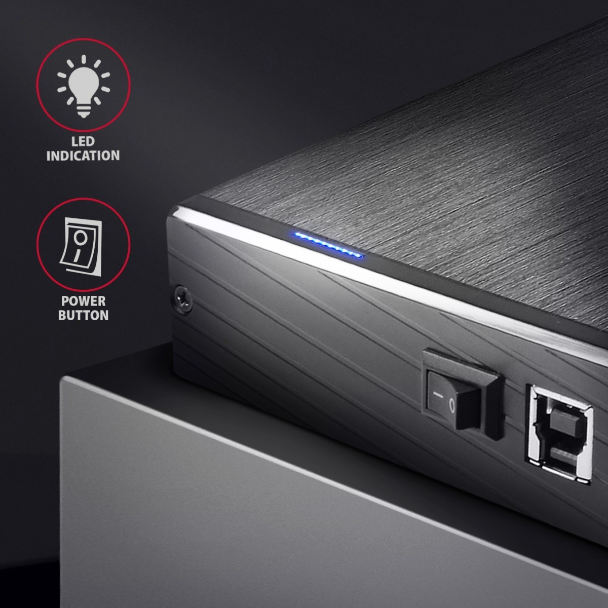 Zunanja ohišja EE35-XA3 za 3,5" SATA SSD/HDD, aluminijasta 7