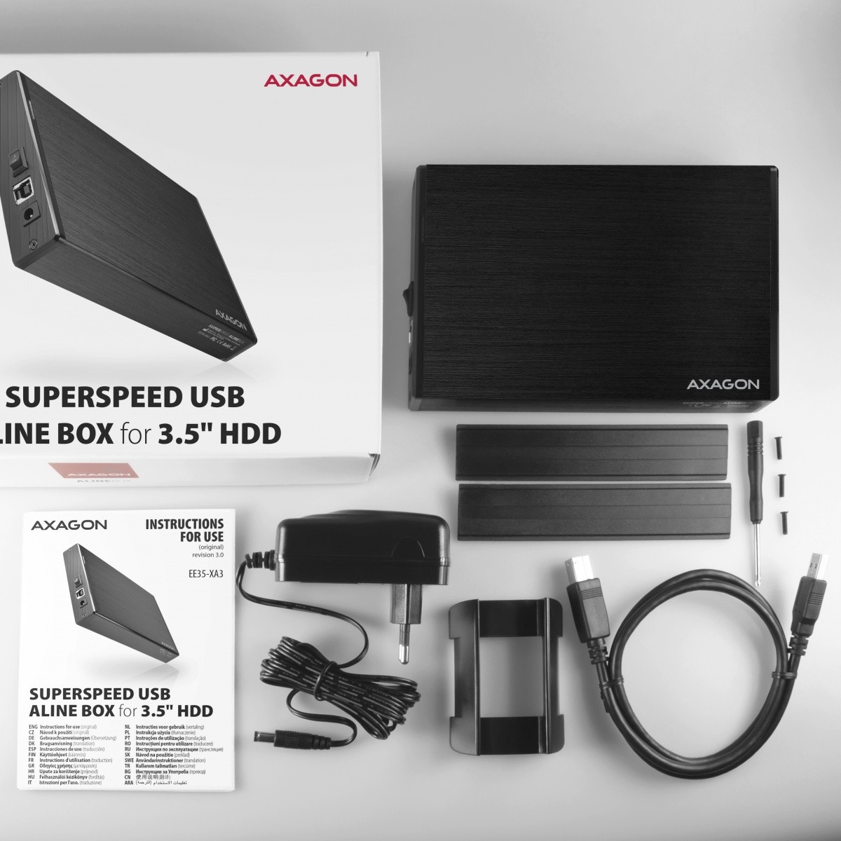 Zunanja ohišja EE35-XA3 za 3,5" SATA SSD/HDD, aluminijasta 8