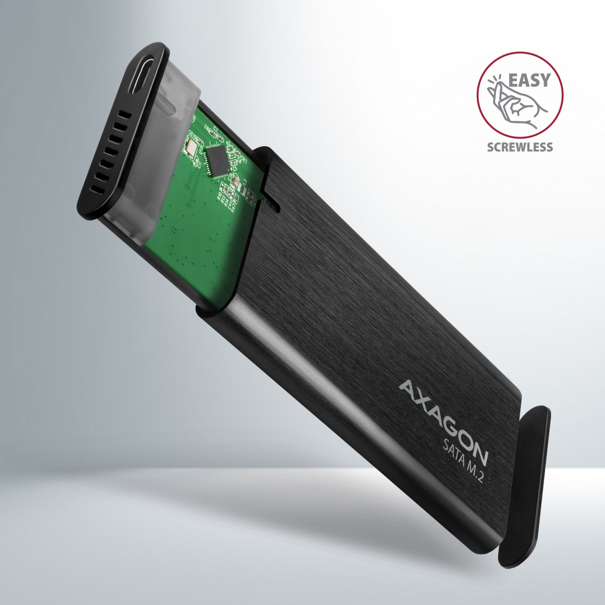 Zunanja ohišja EEM2-SBC za M.2 SATA SSD, brezvijalna, USB-C 3