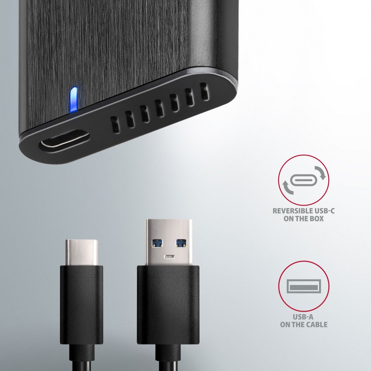 Zunanja ohišja EEM2-SBC za M.2 SATA SSD, brezvijalna, USB-C 6