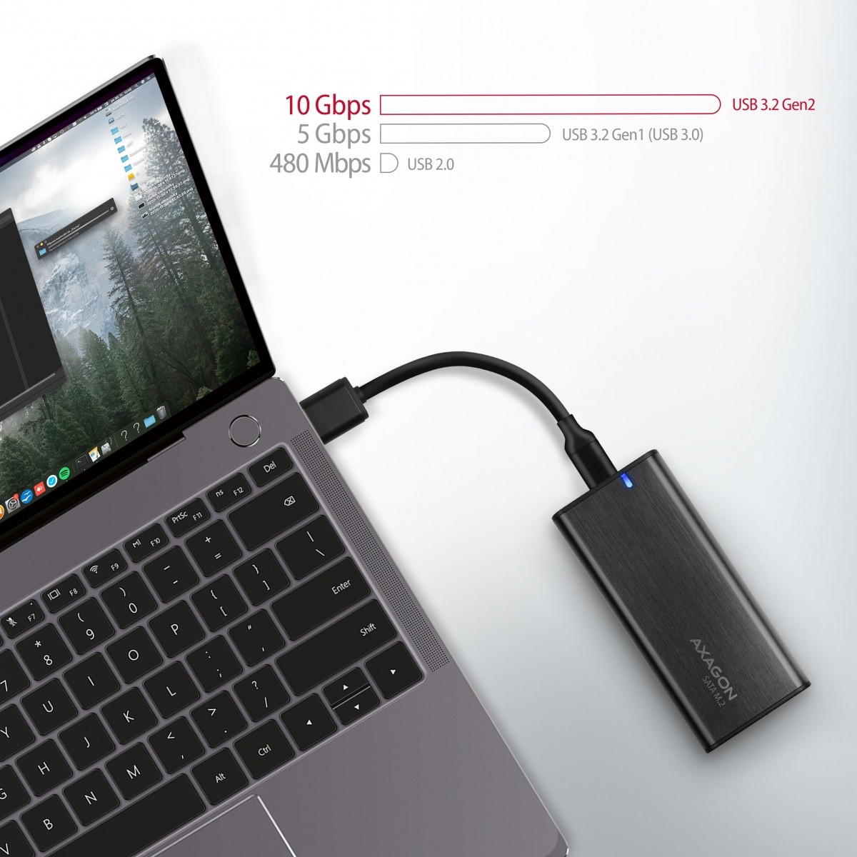 Zunanja ohišja EEM2-SBC za M.2 SATA SSD, brezvijalna, USB-C 7
