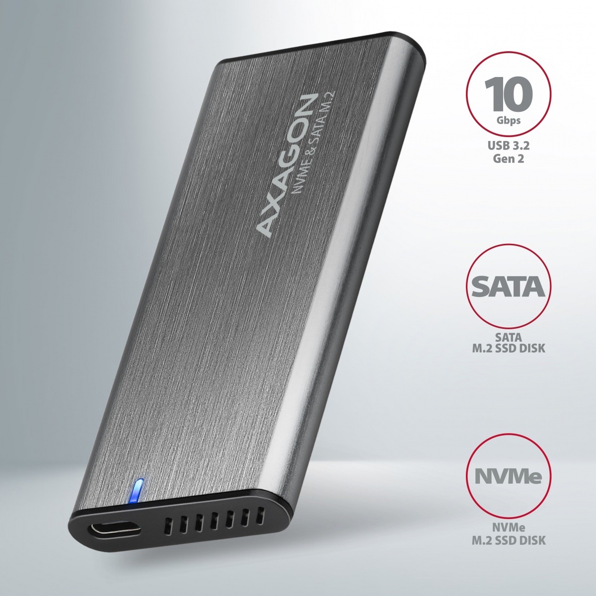 Zunanja ohišja EEM2-SG2 za M.2 NVMe/SATA SSD, USB-C 3.2 Gen 2 2