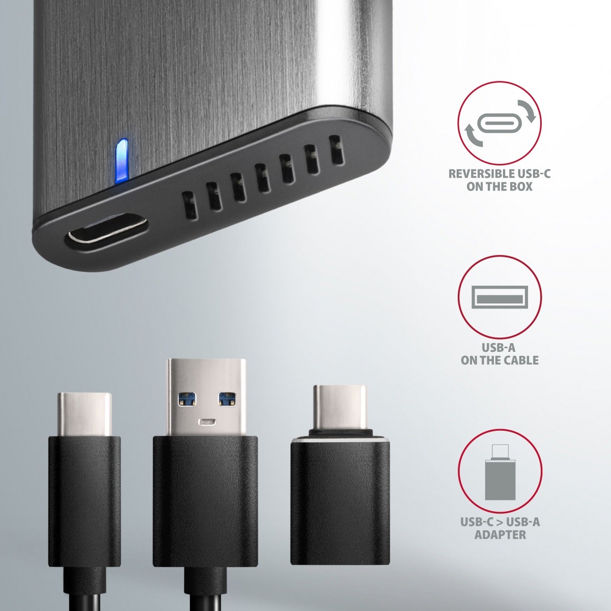Zunanja ohišja EEM2-SG2 za M.2 NVMe/SATA SSD, USB-C 3.2 Gen 2 6