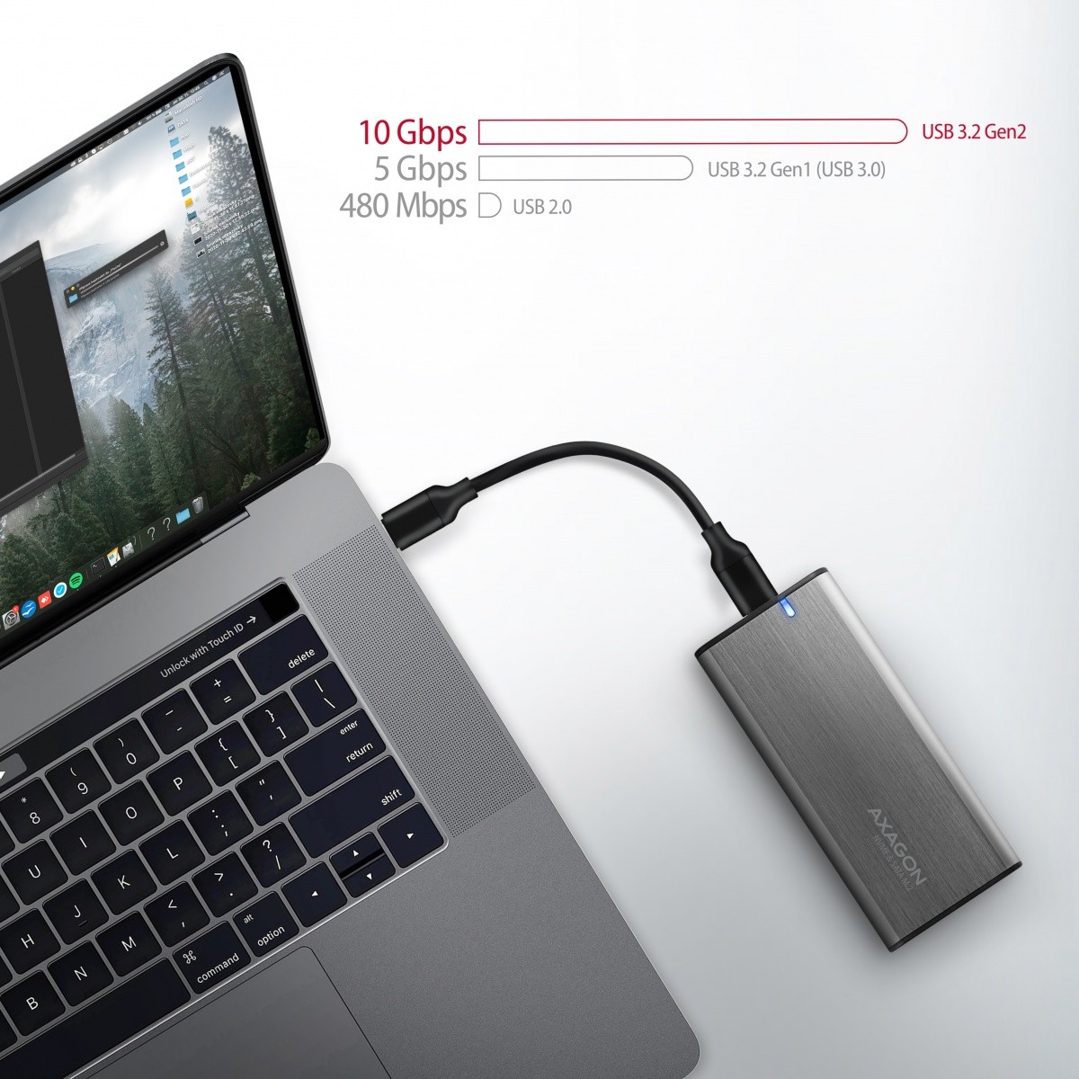 Zunanja ohišja EEM2-SG2 za M.2 NVMe/SATA SSD, USB-C 3.2 Gen 2 7