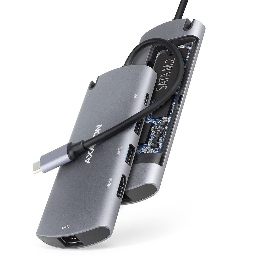 Večnamenski USB-C Hub HMC-6M2 z M.2 SATA, HDMI, Gb LAN