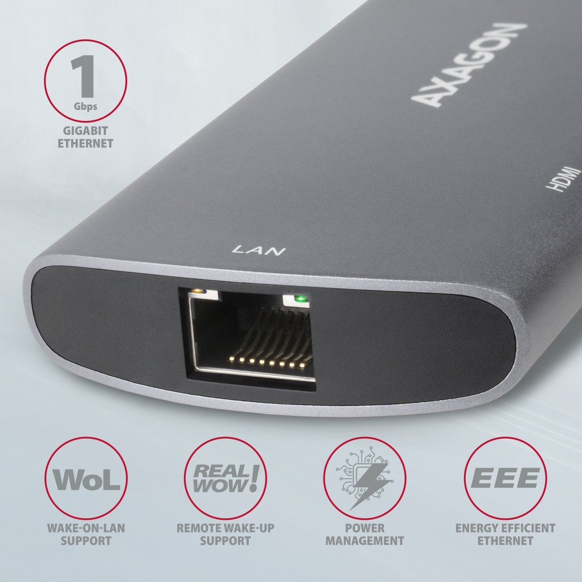 Večnamenski USB-C Hub HMC-6M2 z M.2 SATA, HDMI, Gb LAN 4