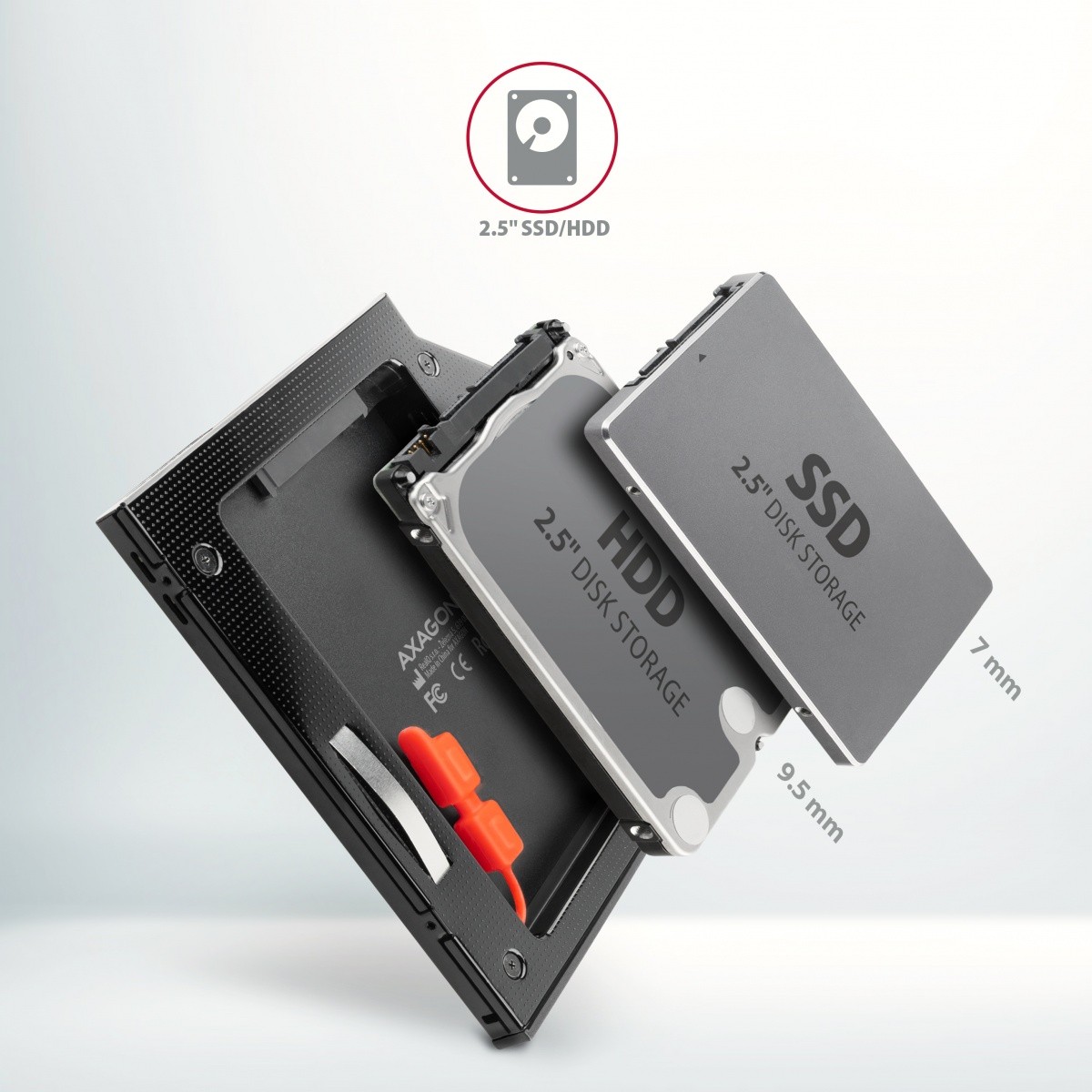 Okvir za 2,5" SSD/HDD RSS-CD09 v režo DVD, aluminij 3