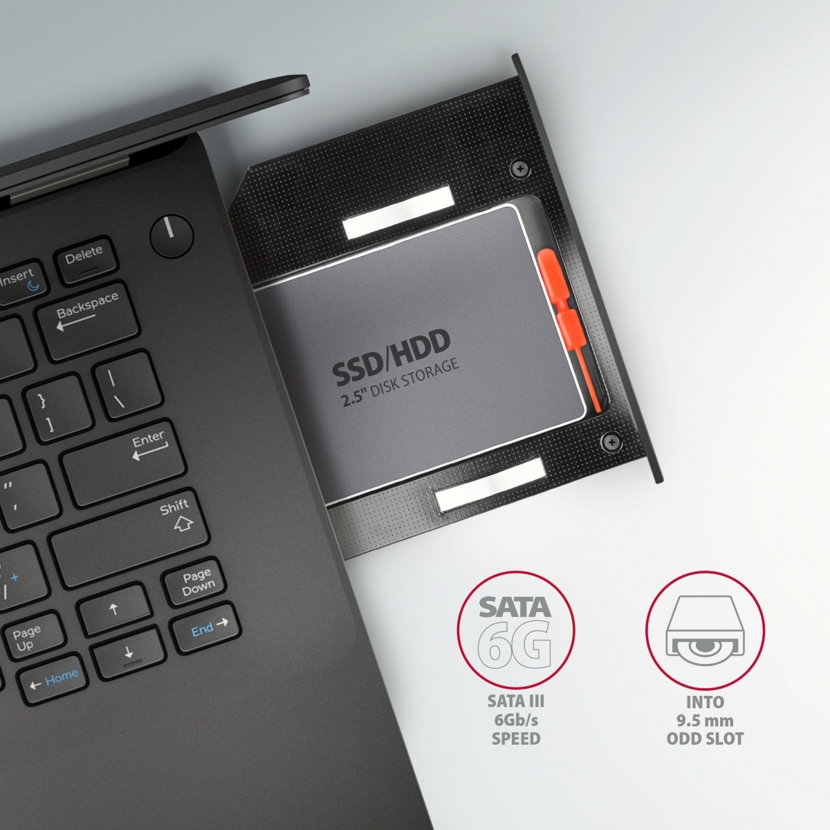 Okvir za 2,5" SSD/HDD RSS-CD09 v režo DVD, aluminij 5