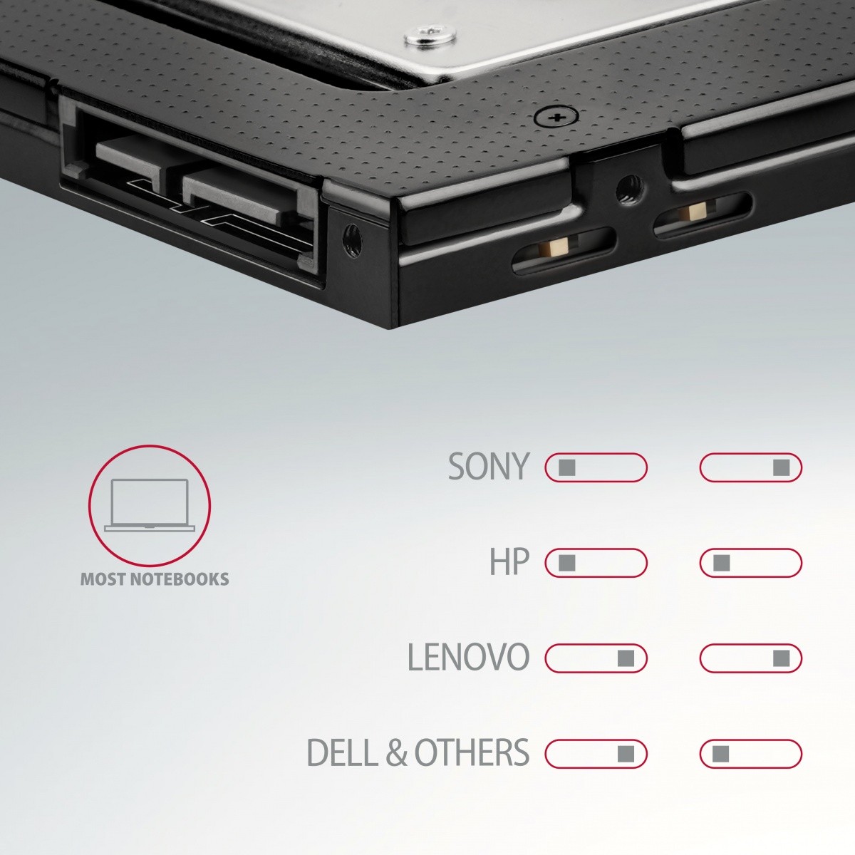 Okvir za 2,5" SSD/HDD RSS-CD09 v režo DVD, aluminij 7