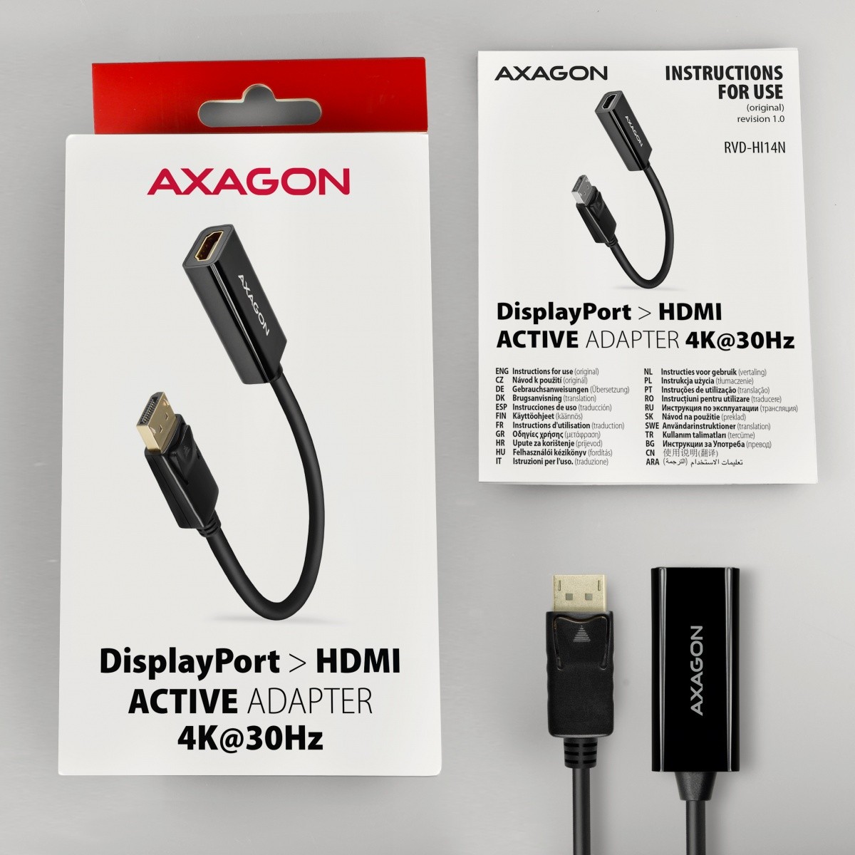 Aktivni adapter DisplayPort na HDMI 1.4 RVD-HI14N, 4K/30Hz, 18cm 6