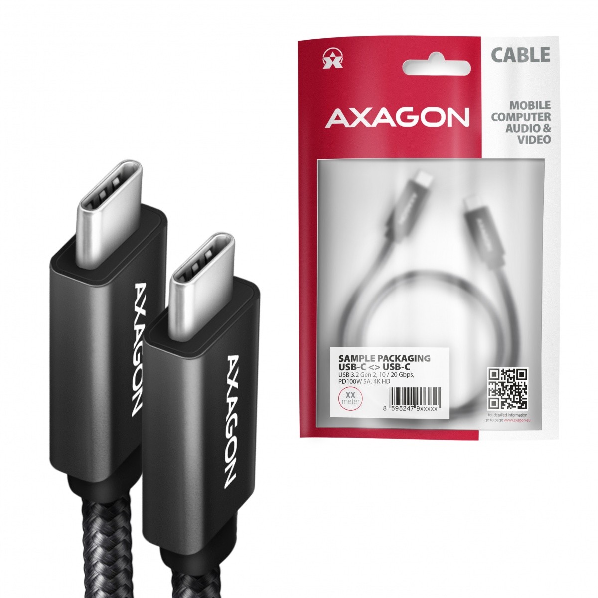 USB-C kabel UGREEN BUCM32-CM10AB, 1m, 100W PD, 5A, 4K HD 8