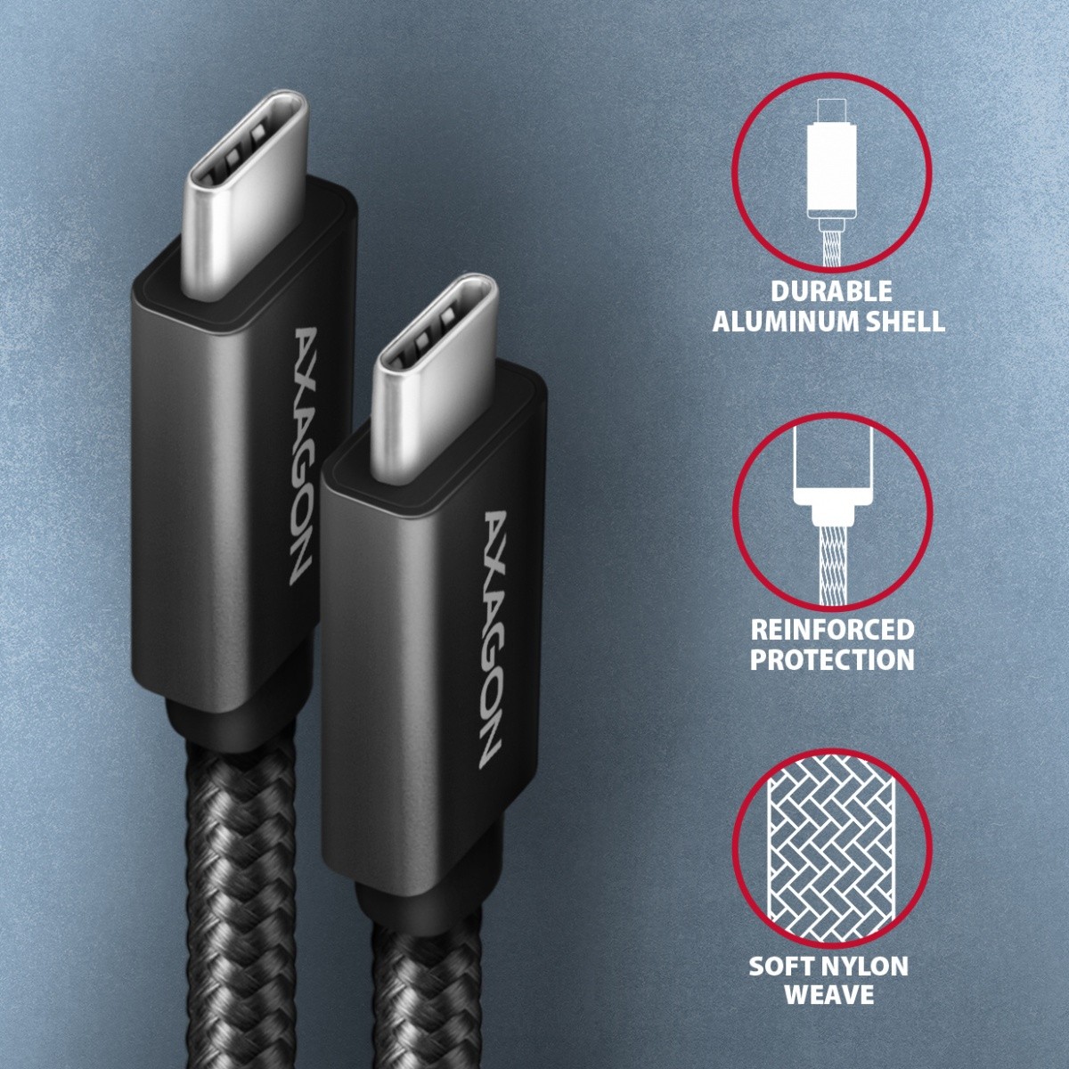 USB-C kabel UGREEN BUCM32-CM20AB, 2m, 100W PD, 5A, 4K HD 3