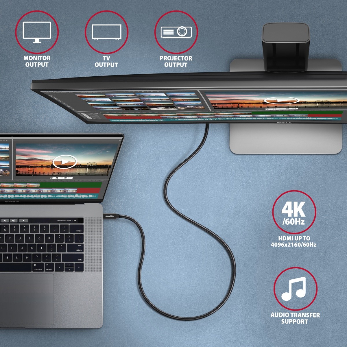 USB-C kabel UGREEN BUCM32-CM20AB, 2m, 100W PD, 5A, 4K HD 7